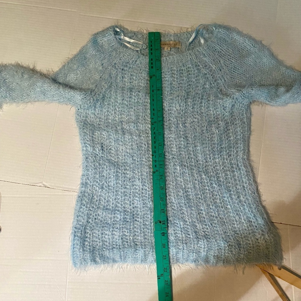 Lineamaglia light blue shaggy soft scoop neck sweater made in Italy size S - Picture 7 of 8